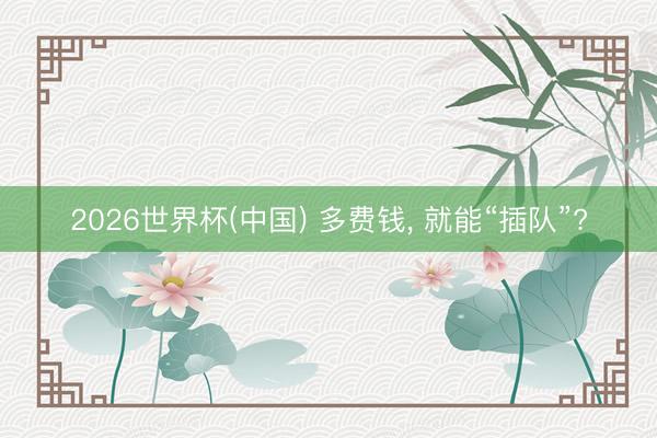 2026世界杯(中国) 多费钱, 就能“插队”?