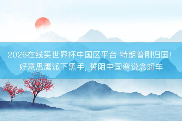 2026在线买世界杯中国区平台 特朗普刚归国! 好意思鹰派下黑手， 誓阻中国弯说念超车