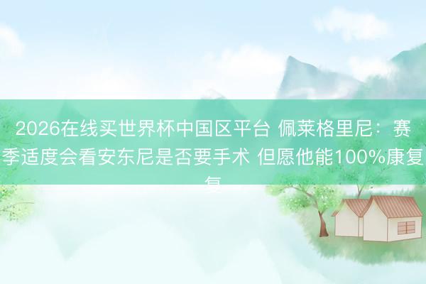2026在线买世界杯中国区平台 佩莱格里尼：赛季适度会看安东尼是否要手术 但愿他能100%康复