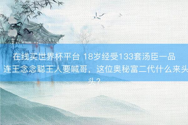 在线买世界杯平台 18岁经受133套汤臣一品，连王念念聪王人要喊哥，这位奥秘富二代什么来头？