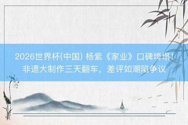 2026世界杯(中国) 杨紫《家业》口碑垮塌！非遗大制作三天翻车，差评如潮陷争议