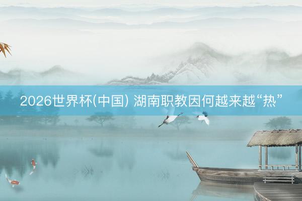 2026世界杯(中国) 湖南职教因何越来越“热”