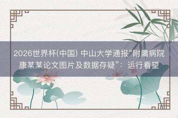 2026世界杯(中国) 中山大学通报“附庸病院康某某论文图片及数据存疑”：运行看望