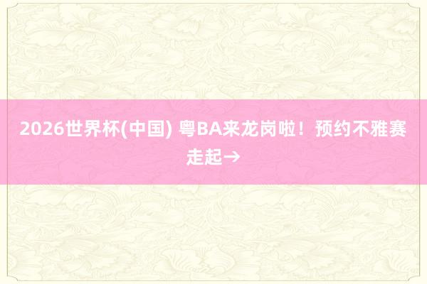 2026世界杯(中国) 粤BA来龙岗啦！预约不雅赛走起→