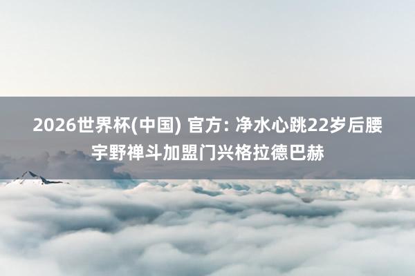 2026世界杯(中国) 官方: 净水心跳22岁后腰宇野禅斗加盟门兴格拉德巴赫
