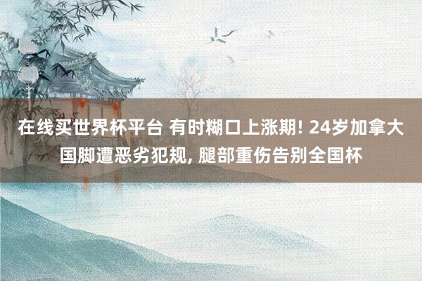 在线买世界杯平台 有时糊口上涨期! 24岁加拿大国脚遭恶劣犯规， 腿部重伤告别全国杯
