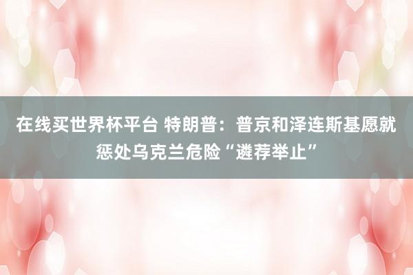 在线买世界杯平台 特朗普：普京和泽连斯基愿就惩处乌克兰危险“遴荐举止”